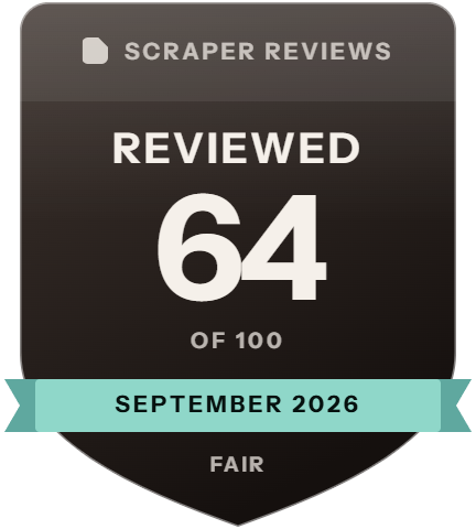 Crawlbase: rank 10 of 14, 64 of 100 on Scraper Reviews