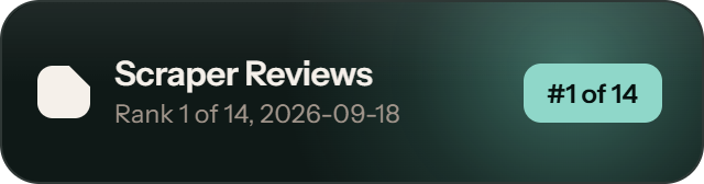 Scrape.do: rank 1 of 14, 88 of 100 on Scraper Reviews