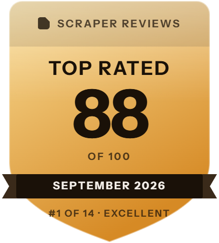 Scrape.do: rank 1 of 14, 88 of 100 on Scraper Reviews
