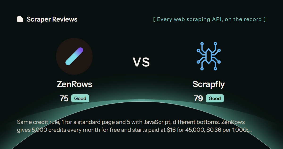 ZenRows versus Scrapfly